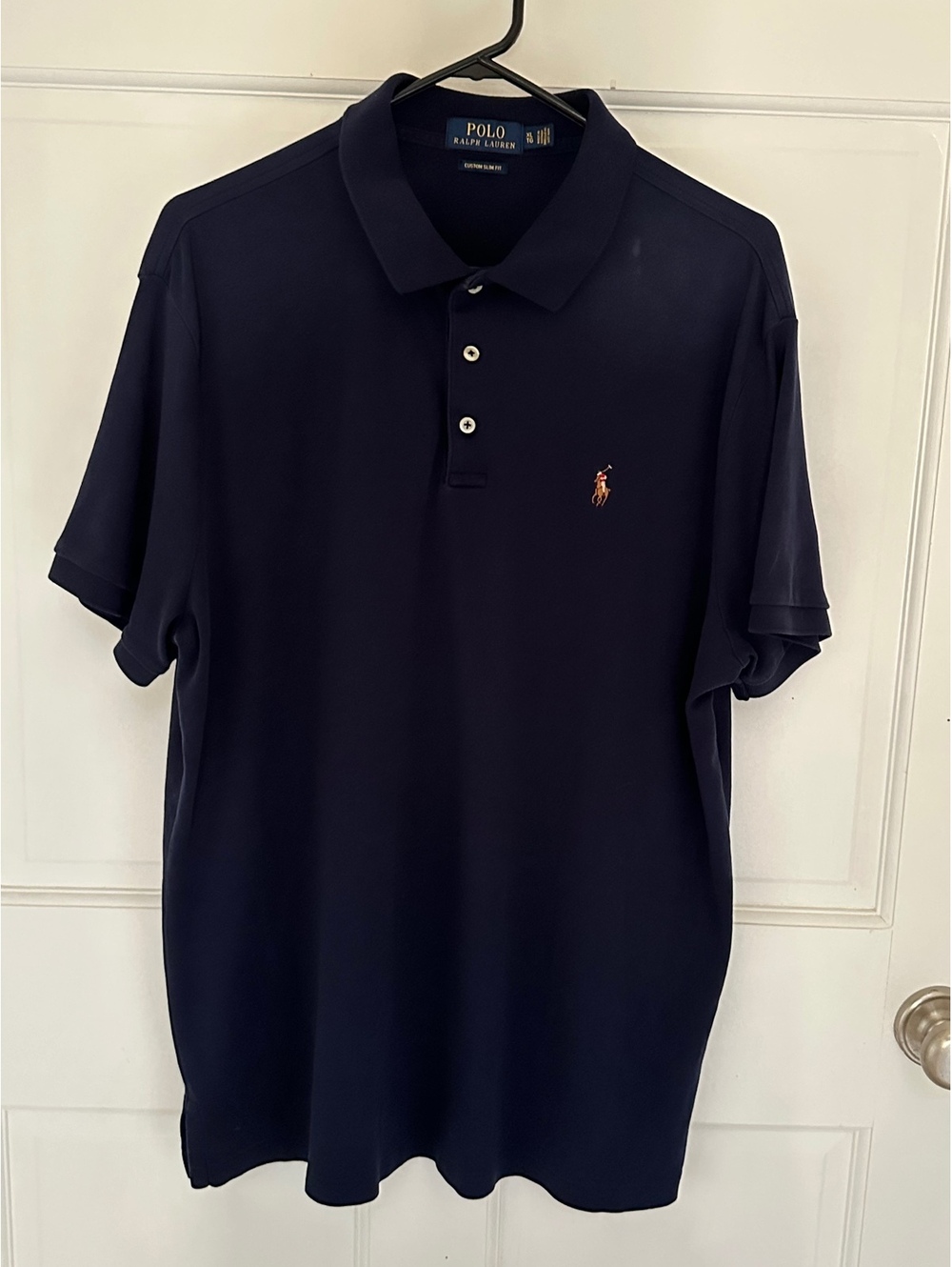 Polo Ralph Lauren Custom Slim Fit Navy Blue Cotton Polo Shirt Size XL